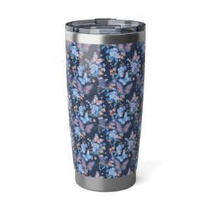 Floral Butterfly blue 20oz tumbler, stainless steel