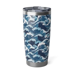 Ocean Waves Japanese style 20oz tumbler, stainless steel