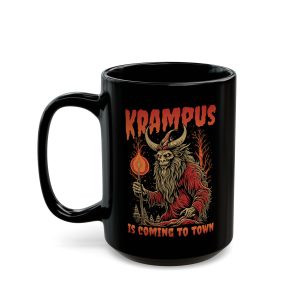 Krampus Is Coming To Town coffee mug, black ceramic