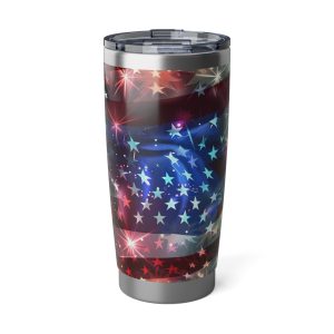 Starry American Flag fireworks 20oz tumbler, stainless steel