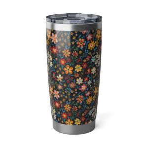 Floral Illustrated folk 20oz tumbler, stainless steel