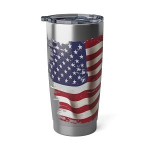 Distressed American Flag steel 20oz tumbler, stainless steel