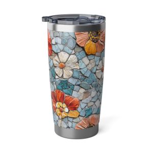 Floral Mosaic tile 20oz tumbler, stainless steel
