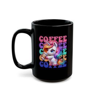 Unicorn Coffee cute black coffee mug, black ceramic