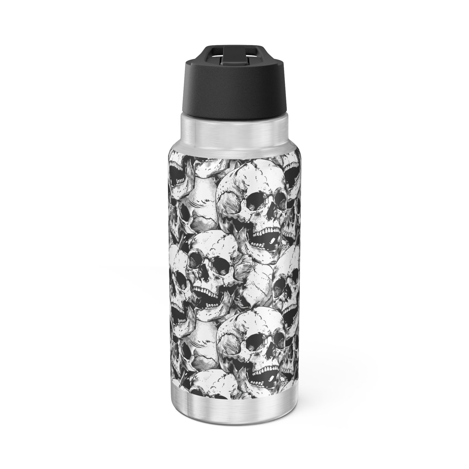 Skulls pattern gothic 32oz tumbler, stainless steel
