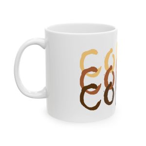 Coffee Coffee Coffee typography mug, white ceramic