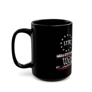 We The People 1776 American coffee mug, black ceramic