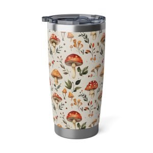Harvest Mushrooms cottagecore 20oz tumbler, stainless steel