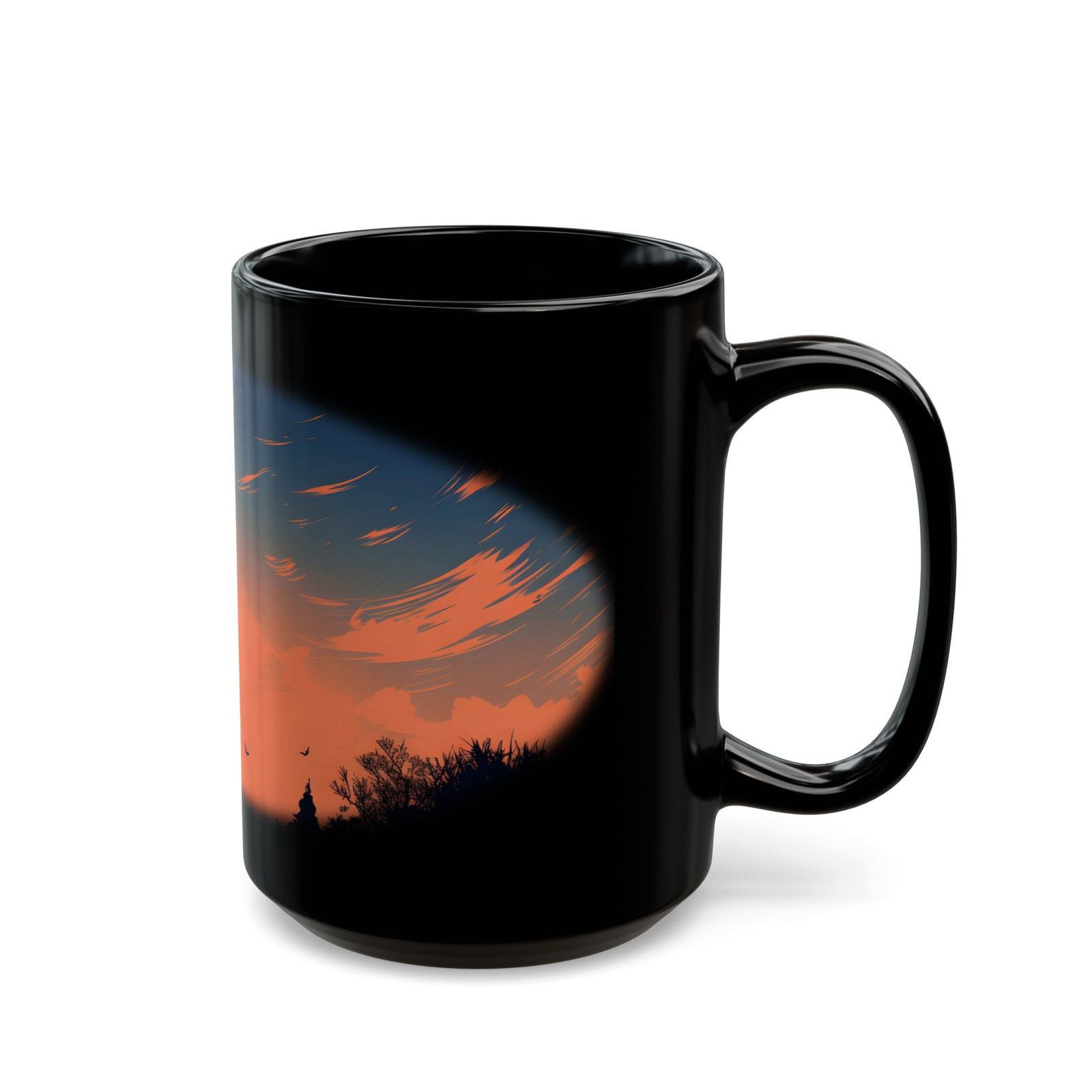 Halloween flying witch coffee mug, black ceramic