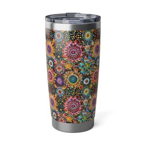 Vibrant Mandala boho 20oz tumbler, stainless steel