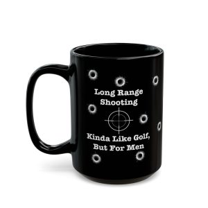 Long Range Shooting coffee mug, black ceramic