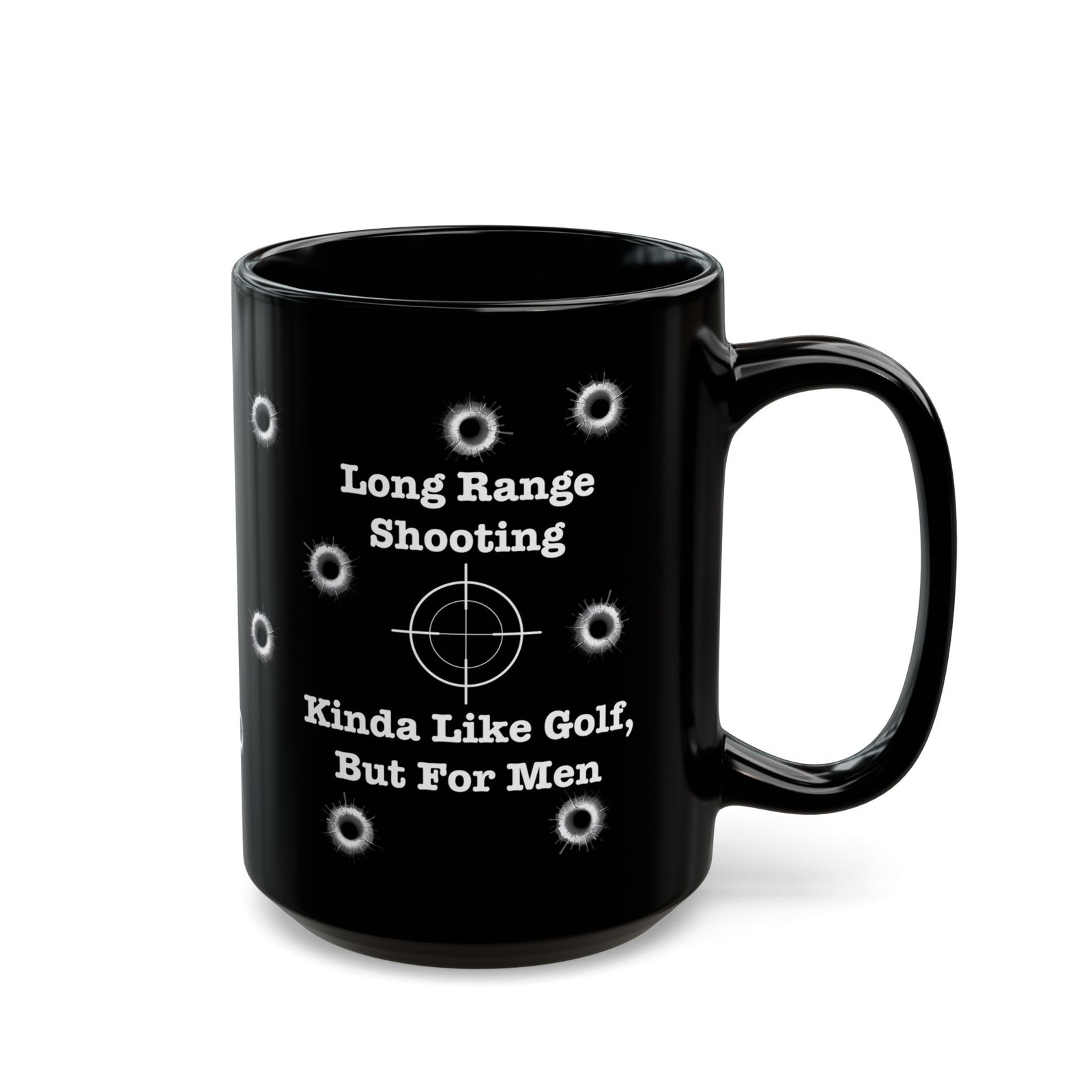 Long Range Shooting coffee mug, black ceramic