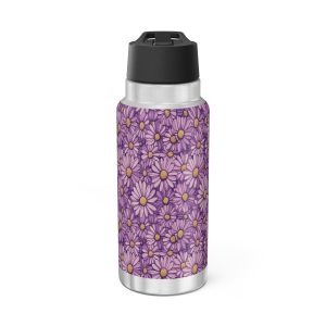 Purple Daisy floral 32oz insulated tumbler, stainless steel