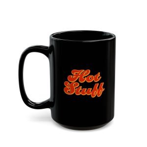 Hot Stuff retro coffee mug, black ceramic