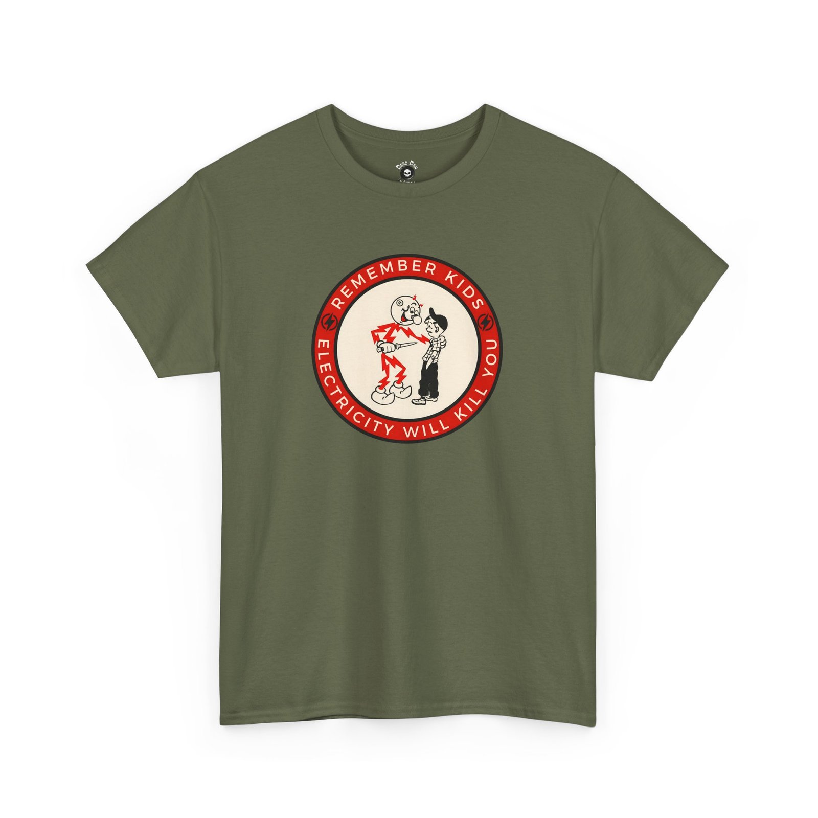 Electricity Kills electrician T-shirt in military green