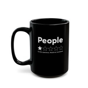 People one star review mug, black ceramic