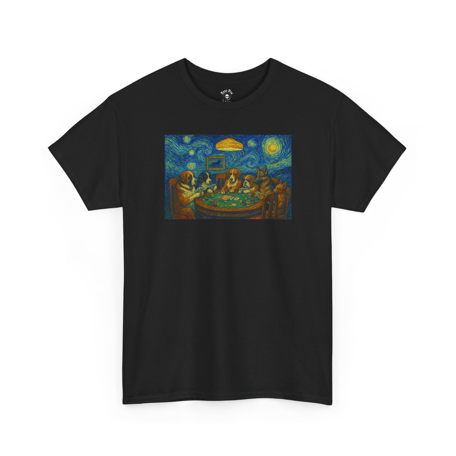 Dogs playing poker van gogh t-shirt in black