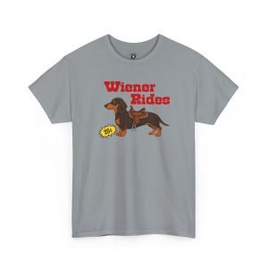 Wiener rides dachshund t-shirt in sport grey